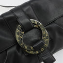 BVLGARI Chandra Shoulder Bag Leather Black Gold Auth 183888A-14