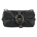 BVLGARI Chandra Shoulder Bag Leather Black Gold Auth 183888A-2