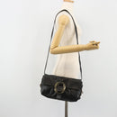 BVLGARI Chandra Shoulder Bag Leather Black Gold Auth 183888A-23