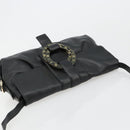 BVLGARI Chandra Shoulder Bag Leather Black Gold Auth 183888A-6