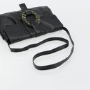 BVLGARI Chandra Shoulder Bag Leather Black Gold Auth 183888A-7