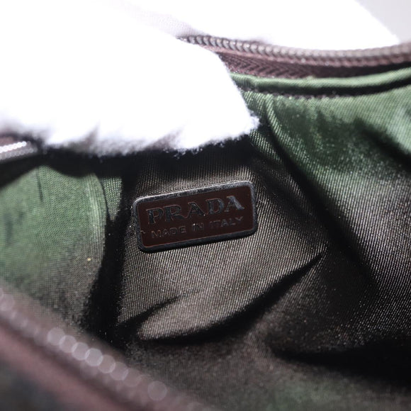 PRADA PRADA Sports Hand Pouch Wool Khaki Silver Auth 183889A