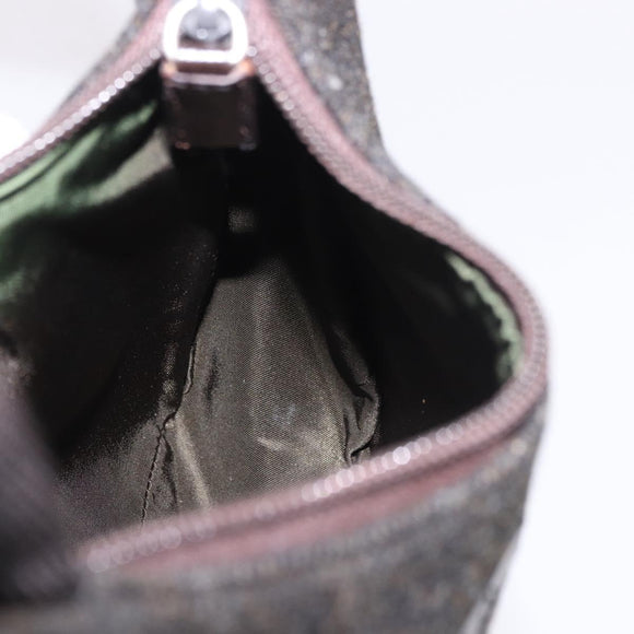 PRADA PRADA Sports Hand Pouch Wool Khaki Silver Auth 183889A