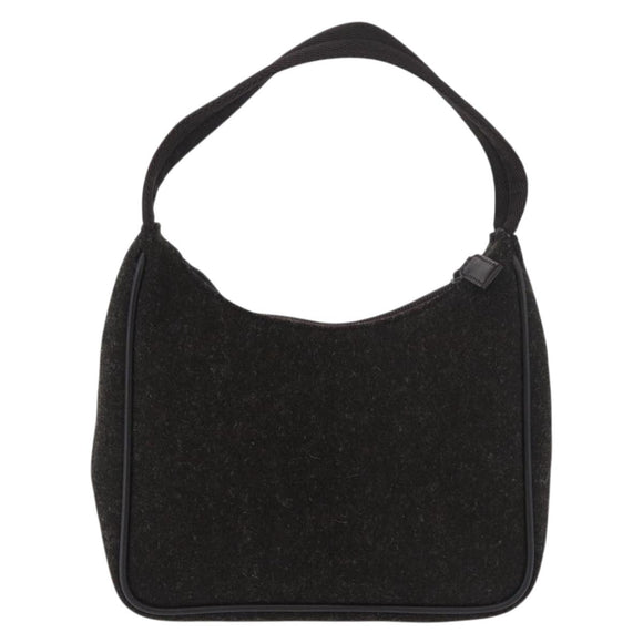PRADA PRADA Sports Hand Pouch Wool Khaki Silver Auth 183889A