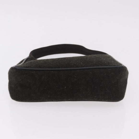 PRADA PRADA Sports Hand Pouch Wool Khaki Silver Auth 183889A