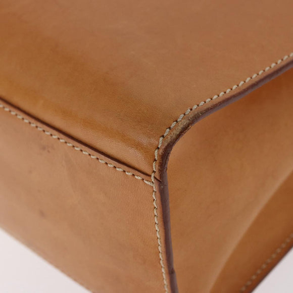 CELINE Hand Bag Leather Brown Silver Auth 183890