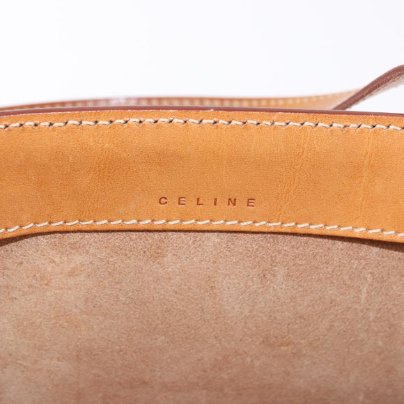 CELINE Hand Bag Leather Brown Silver Auth 183890