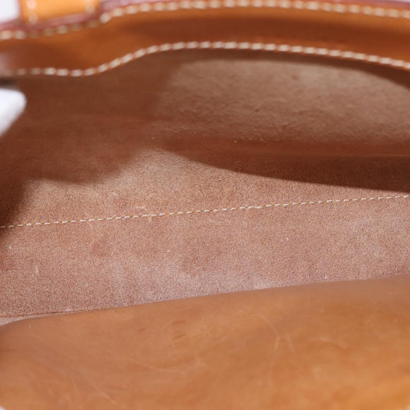 CELINE Hand Bag Leather Brown Silver Auth 183890