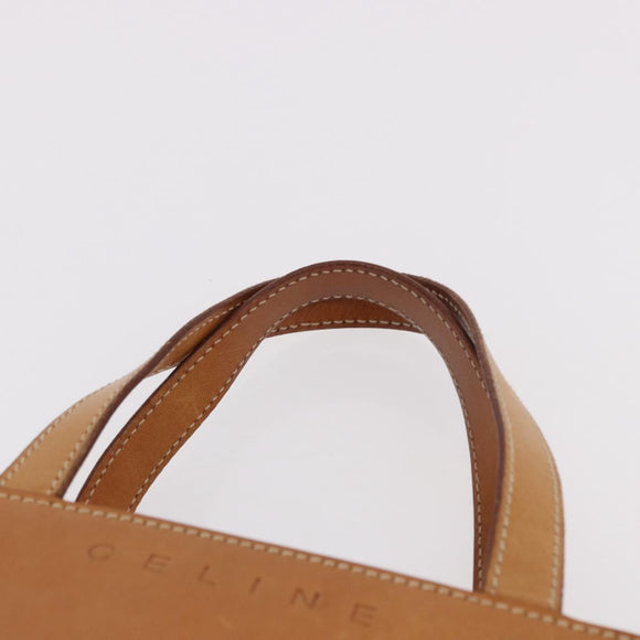 CELINE Hand Bag Leather Brown Silver Auth 183890