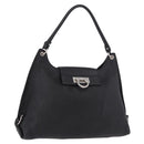Salvatore Ferragamo Gancini Shoulder Bag Leather Black Silver Auth 183892A-1