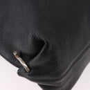 Salvatore Ferragamo Gancini Shoulder Bag Leather Black Silver Auth 183892A-15