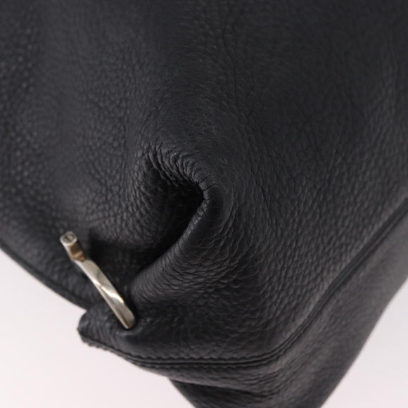Salvatore Ferragamo Gancini Shoulder Bag Leather Black Silver Auth 183892A