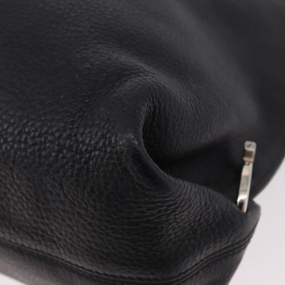 Salvatore Ferragamo Gancini Shoulder Bag Leather Black Silver Auth 183892A
