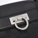 Salvatore Ferragamo Gancini Shoulder Bag Leather Black Silver Auth 183892A-10