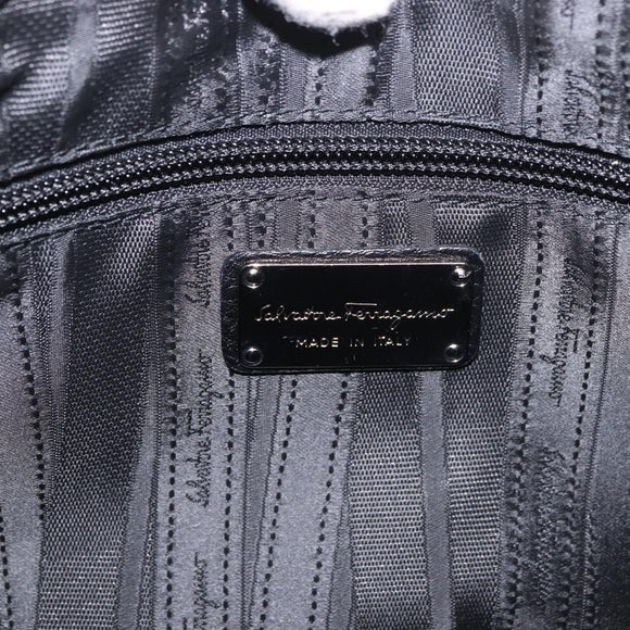 Salvatore Ferragamo Gancini Shoulder Bag Leather Black Silver Auth 183892A