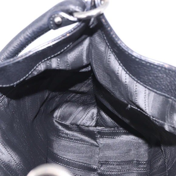 Salvatore Ferragamo Gancini Shoulder Bag Leather Black Silver Auth 183892A