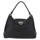Salvatore Ferragamo Gancini Shoulder Bag Leather Black Silver Auth 183892A-13