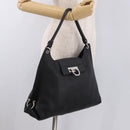 Salvatore Ferragamo Gancini Shoulder Bag Leather Black Silver Auth 183892A-22
