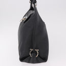 Salvatore Ferragamo Gancini Shoulder Bag Leather Black Silver Auth 183892A-3