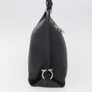 Salvatore Ferragamo Gancini Shoulder Bag Leather Black Silver Auth 183892A-4