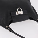 Salvatore Ferragamo Gancini Shoulder Bag Leather Black Silver Auth 183892A-6