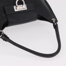 Salvatore Ferragamo Gancini Shoulder Bag Leather Black Silver Auth 183892A-7