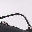 Salvatore Ferragamo Gancini Shoulder Bag Leather Black Silver Auth 183892A-8