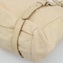 PRADA Tote Bag Leather Beige Silver Auth 183893V-8