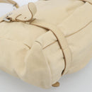PRADA Tote Bag Leather Beige Silver Auth 183893V-17