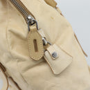 PRADA Tote Bag Leather Beige Silver Auth 183893V-18