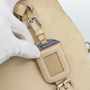 PRADA Tote Bag Leather Beige Silver Auth 183893V-20
