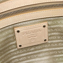 PRADA Tote Bag Leather Beige Silver Auth 183893V-21