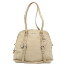 PRADA Tote Bag Leather Beige Silver Auth 183893V-13