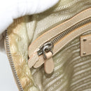 PRADA Tote Bag Leather Beige Silver Auth 183893V-24