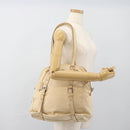 PRADA Tote Bag Leather Beige Silver Auth 183893V-26