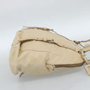 PRADA Tote Bag Leather Beige Silver Auth 183893V-4