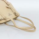 PRADA Tote Bag Leather Beige Silver Auth 183893V-7