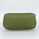 Miu Miu Tote Bag Leather 2way Green Gold Auth 183894M-5