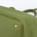 Miu Miu Tote Bag Leather 2way Green Gold Auth 183894M-15