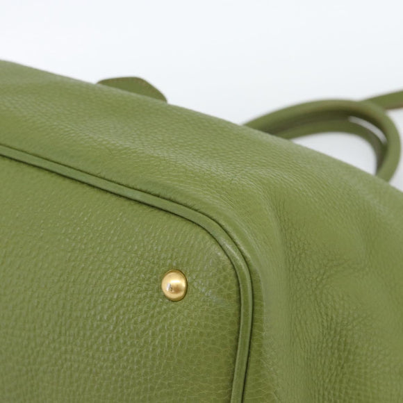 Miu Miu Tote Bag Leather 2way Green Gold Auth 183894M