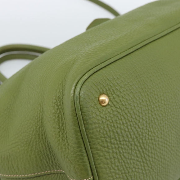 Miu Miu Tote Bag Leather 2way Green Gold Auth 183894M