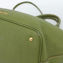 Miu Miu Tote Bag Leather 2way Green Gold Auth 183894M-17