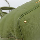 Miu Miu Tote Bag Leather 2way Green Gold Auth 183894M-18