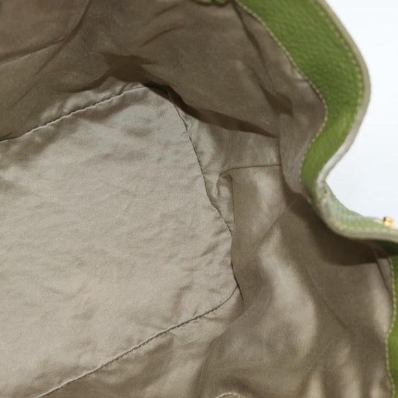 Miu Miu Tote Bag Leather 2way Green Gold Auth 183894M