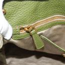 Miu Miu Tote Bag Leather 2way Green Gold Auth 183894M-23
