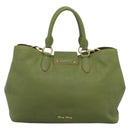 Miu Miu Tote Bag Leather 2way Green Gold Auth 183894M-2
