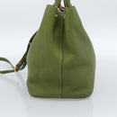 Miu Miu Tote Bag Leather 2way Green Gold Auth 183894M-4