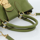 Miu Miu Tote Bag Leather 2way Green Gold Auth 183894M-7