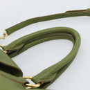 Miu Miu Tote Bag Leather 2way Green Gold Auth 183894M-8