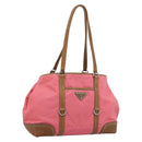 PRADA Tote Bag Leather Nylon Pink Silver Auth 183896V-1